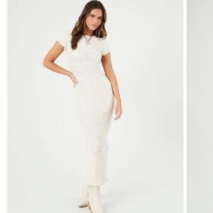 forever 21 body on floral maxi dress - cream/ivory - size small